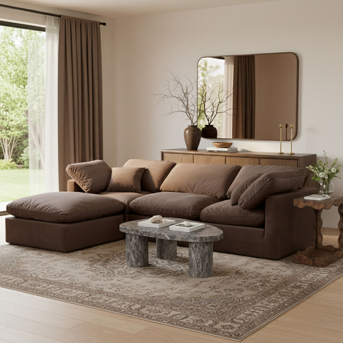 Indulge - Velvet 4 Piece Modular Sectional With Chaise