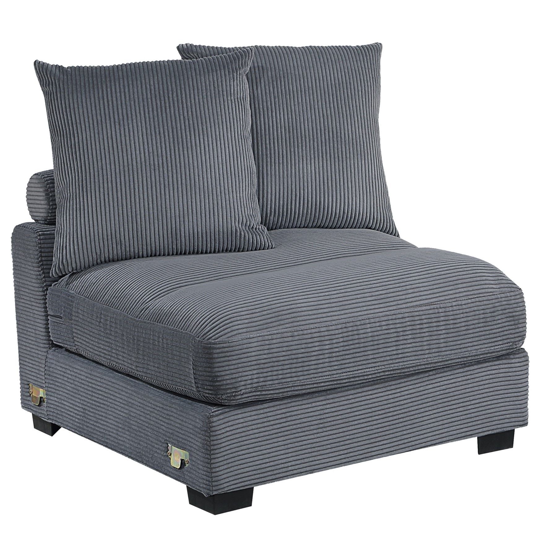 5 Piece Modular Sectional Set Couch With LAF & RAF Chairs, Living Room Furniture - Dark Gray
