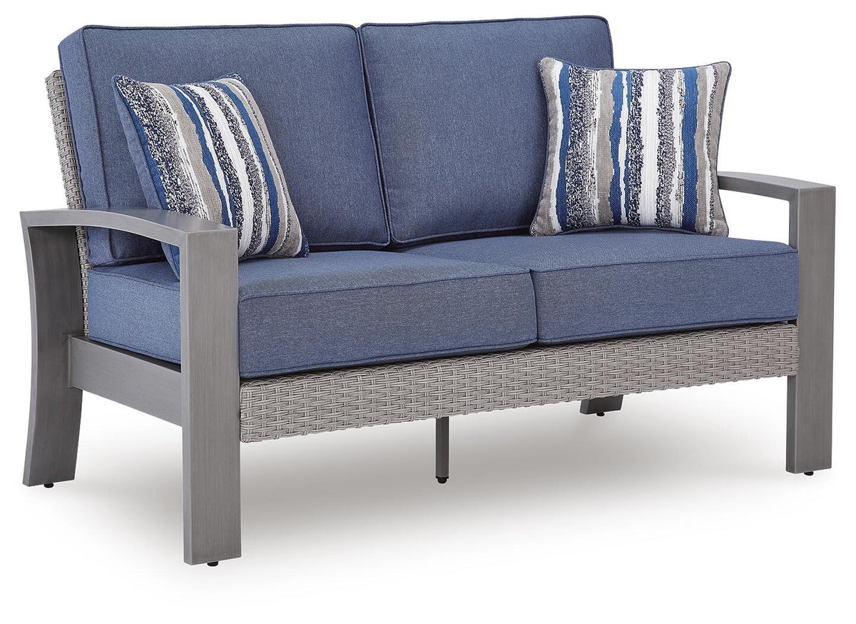 Half Moon Beach - Loveseat With Cushion - Blue / Gray