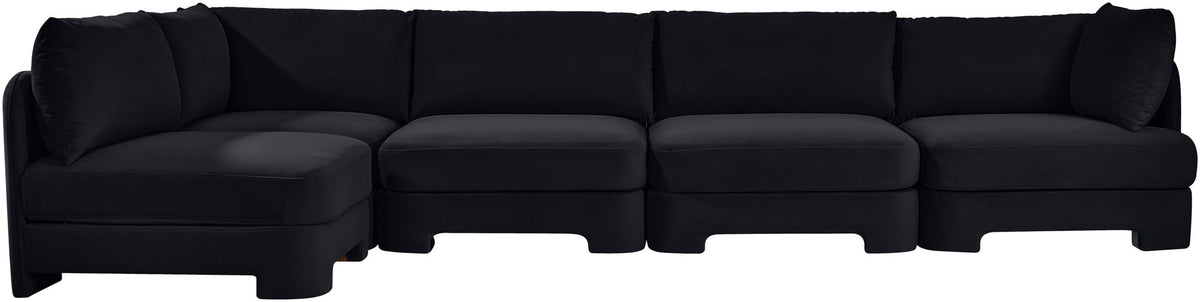 Hammond - Velvet Performance Fabric Upholstered 5 Piece L-Shaped Sectional