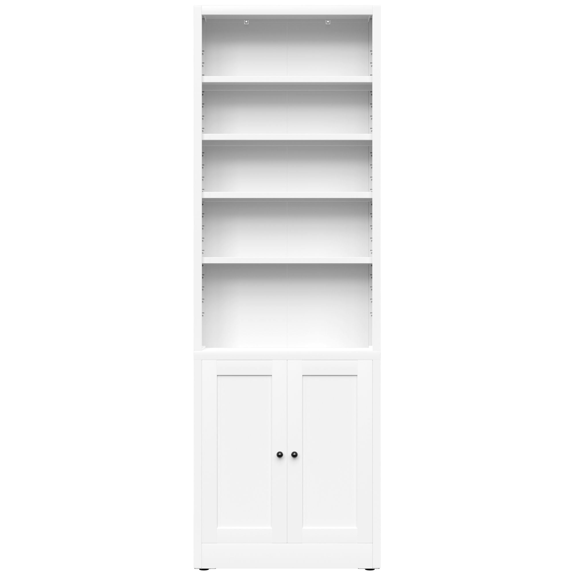 Bookcase Tall 5-Tier Adjustable Storage Shelf With Door Deep - White