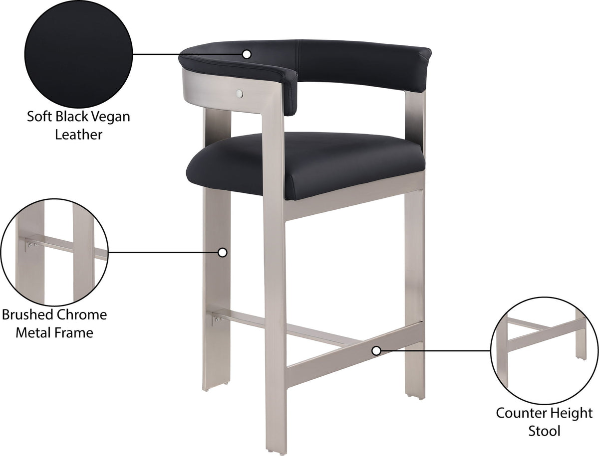 Romeo - Faux Leather Counter Stool With Silver Base (Set of 2)