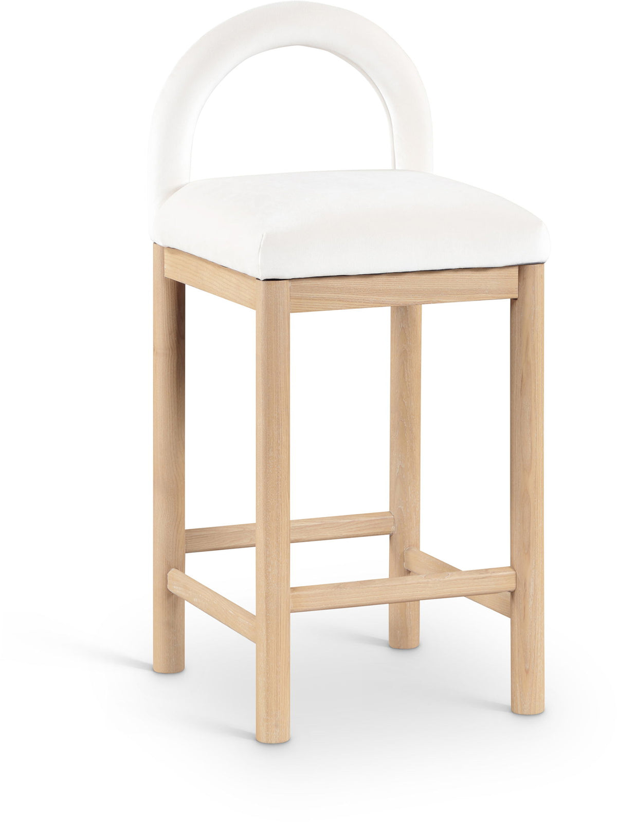 Conrad - Velvet Counter Stool With Natural Legs