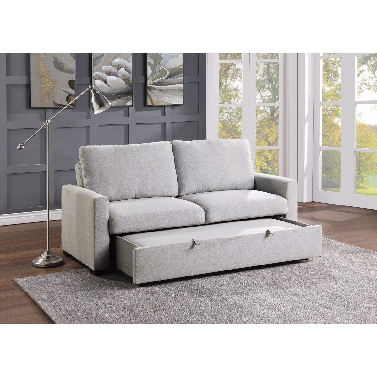 Price - Convertible Studio Sofa With Pull-Out Bed - Gray
