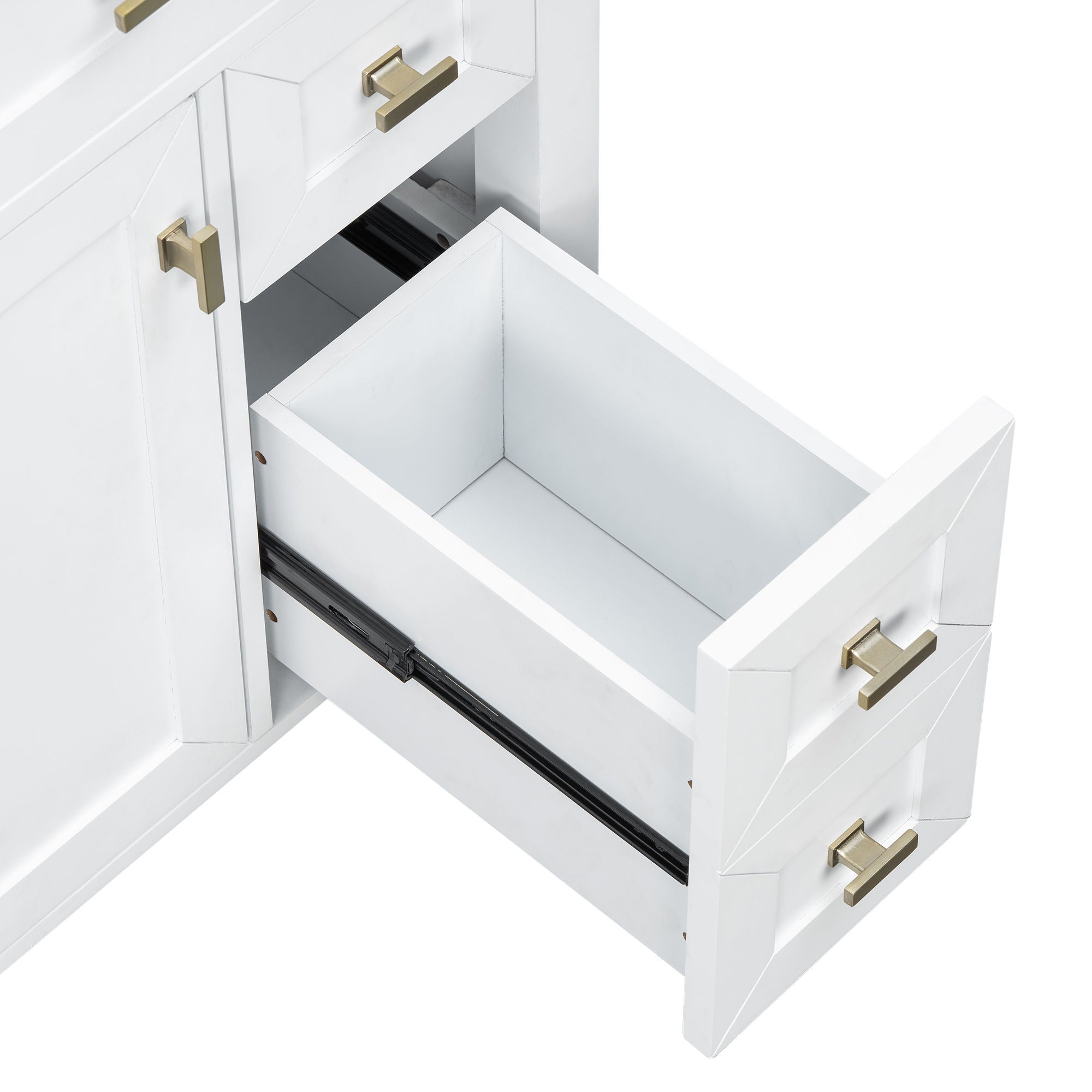 Bathroom Vanity With Sink, 3 Drawers & Cabinet With 2 Tier Door Storage Rack, Soft Close Doors & Drawers