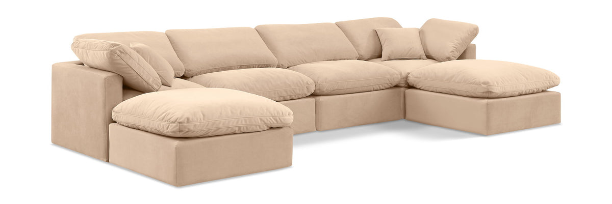 Indulge - Velvet 6 Piece Modular Double Chaise Sectional