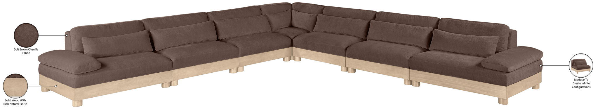 Turin - Chenille Fabric Upholstered Modular Sectional - Brown