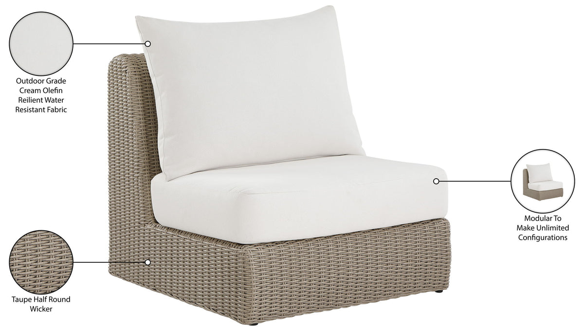 Seacrest - Olefin Water Resistant Fabric And Wicker Outdoor Patio Armless Chair