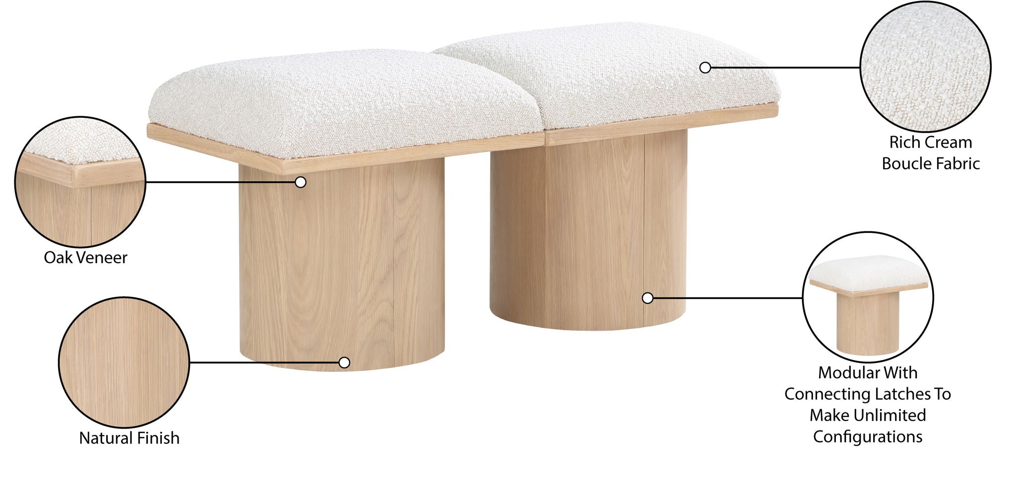 Pavilion - 2 Piece Modular Bench With Natural Base