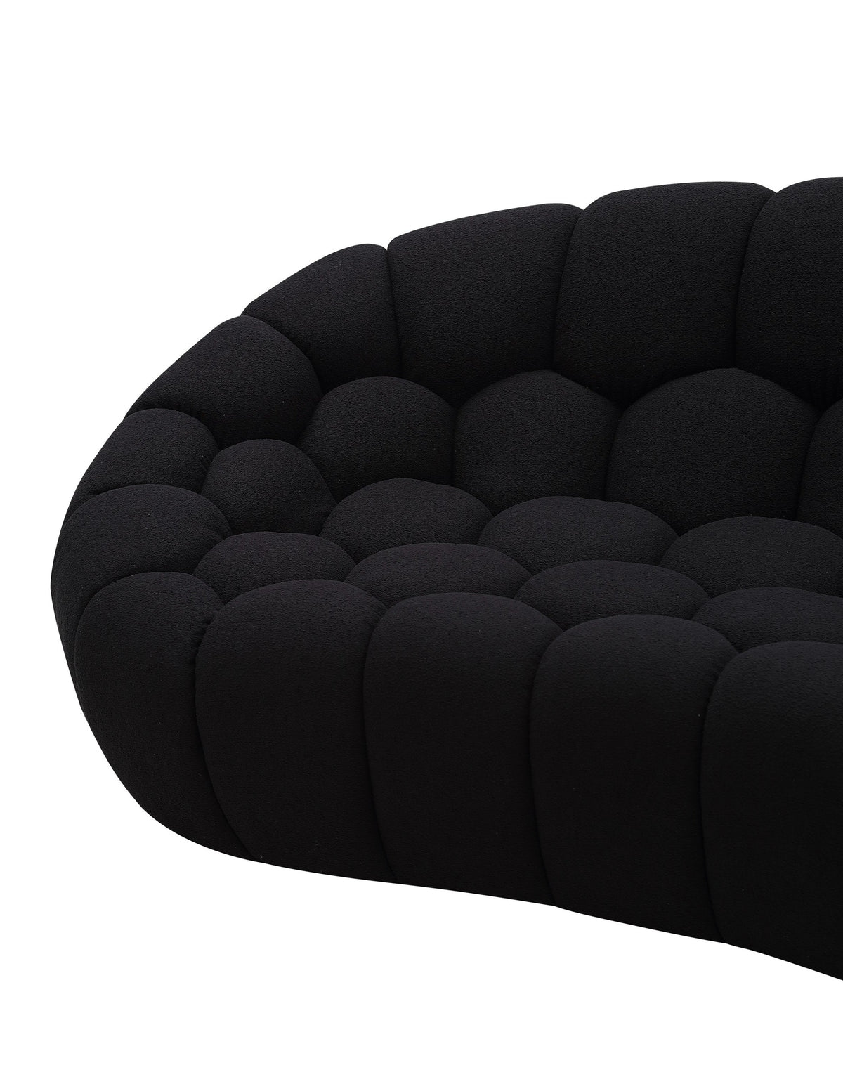 Yolonda - Modern Curved Black Fabric Loveseat