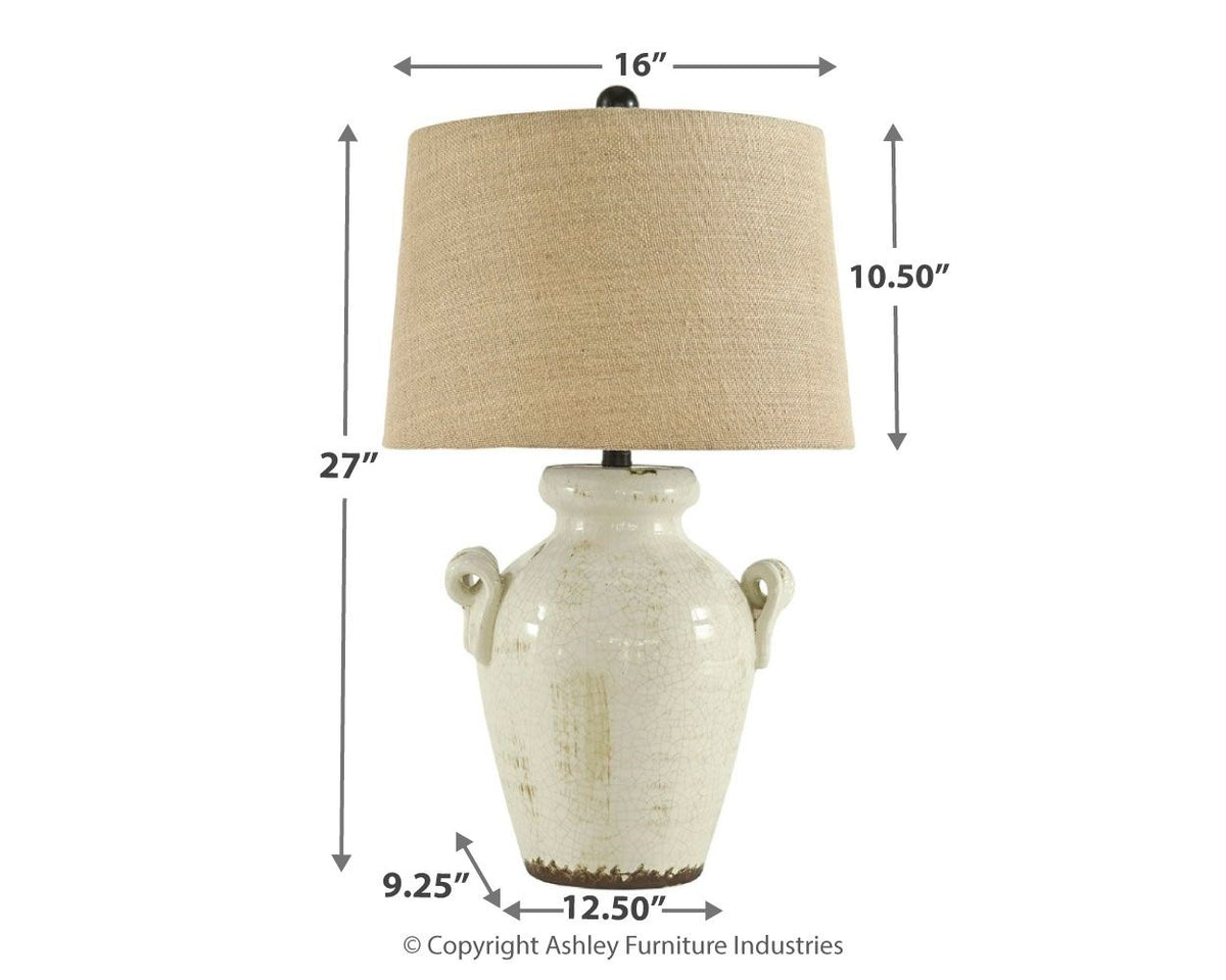 Emelda - Ceramic Table Lamp  - Cream