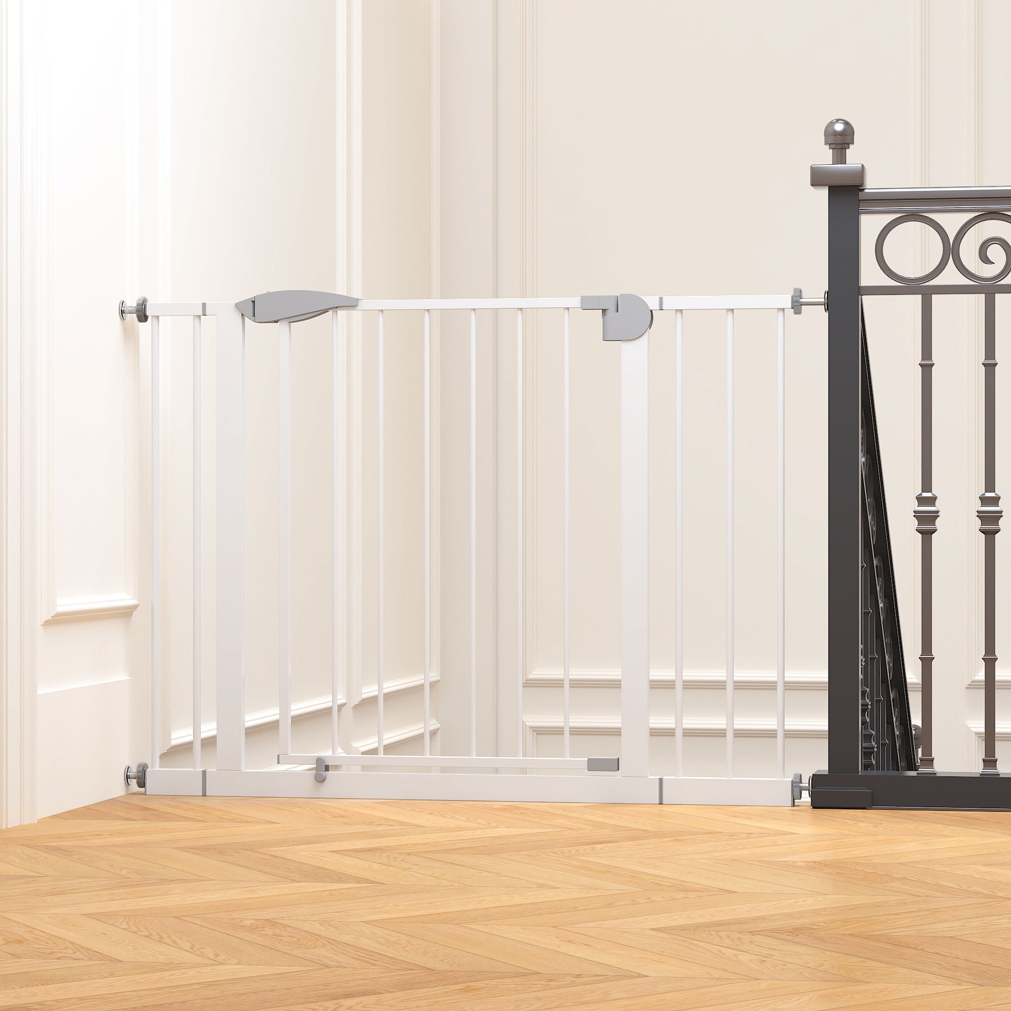 Pressure Mounted Baby Gate For Stairs - White