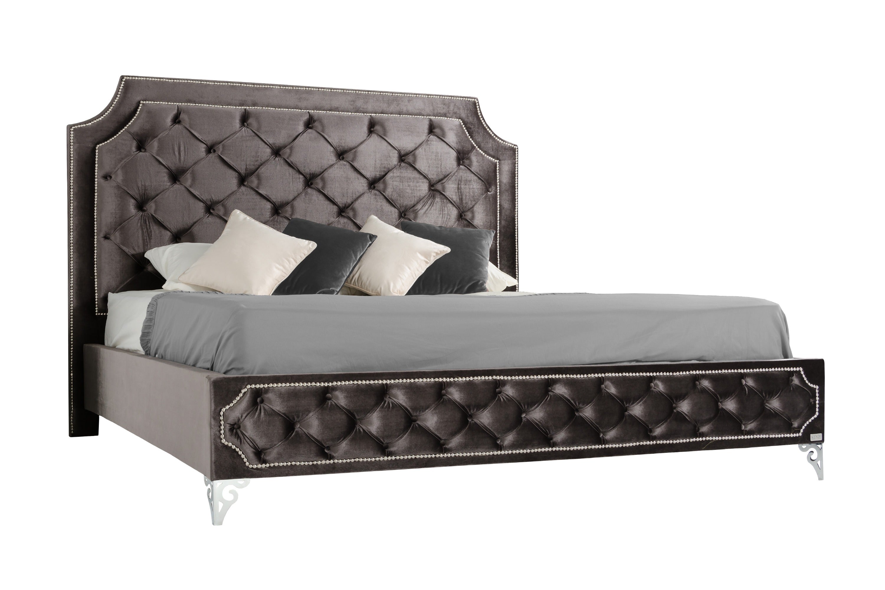 Leilah Transitional Tufted Fabric Bed