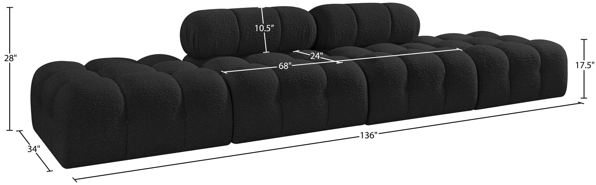 Ames - 4 Piece Boucle Upholstered Modular Sofa With 2 Backless Seats