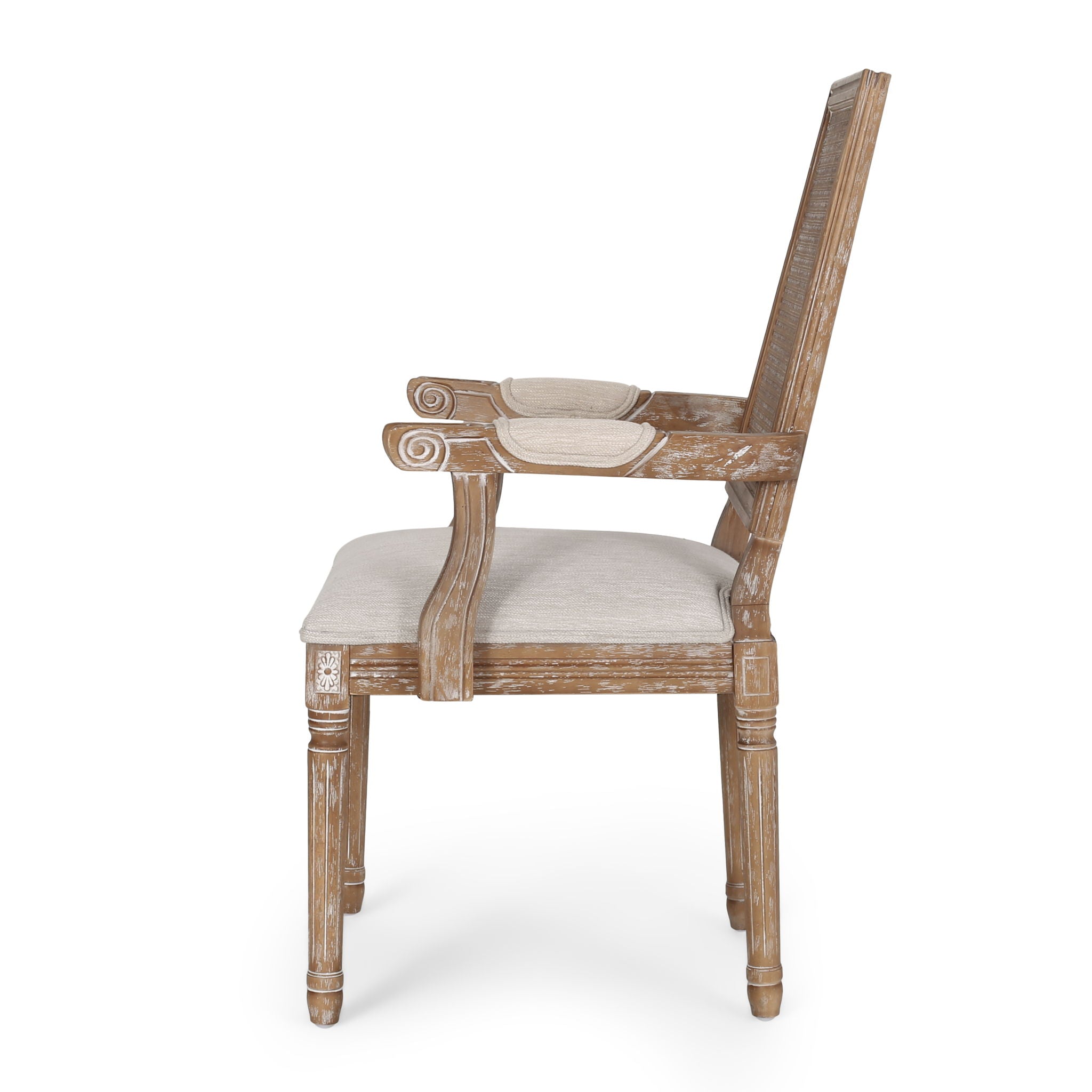 Upholstered Dining Chair With Cane Backrest