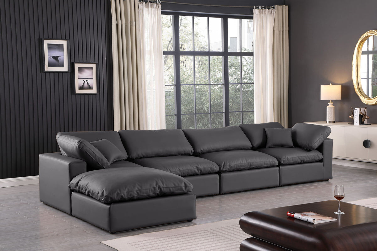 Comfy - 5 Piece Faux Leather Modular Sectional With Chaise