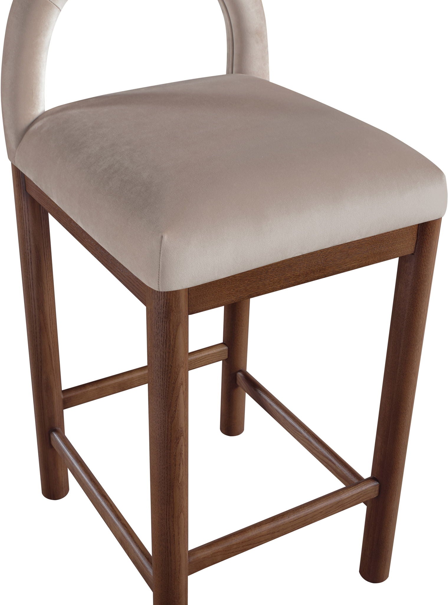 Conrad - Velvet Counter Stool With Brown Legs