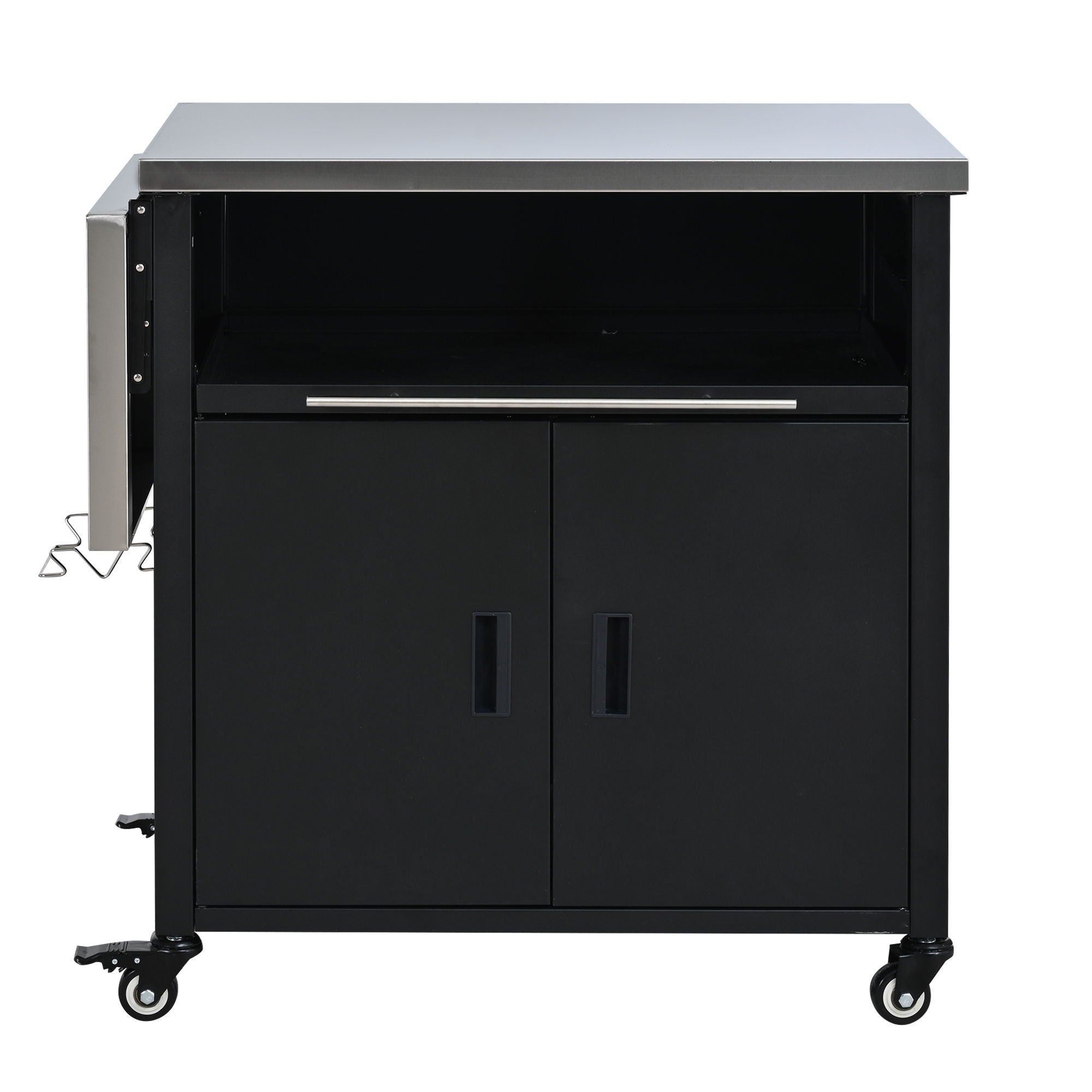 Foldable Outdoor Prep Station BBQ Cart With Trash Rack