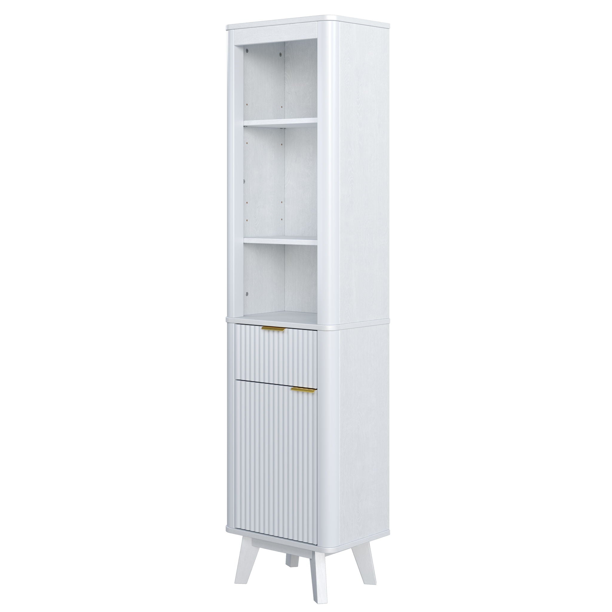 Tall Bathroom Storage Cabinet With Adjustable Shelves And 1 Drawer & Door