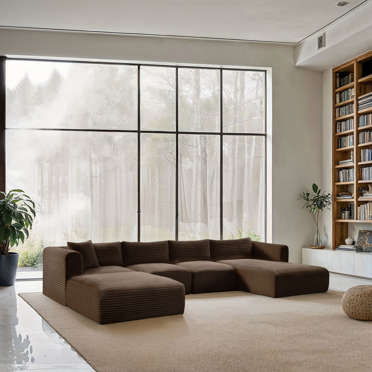 Shaggy - 5 Piece Modular Sectional With Chaise And Ottoman