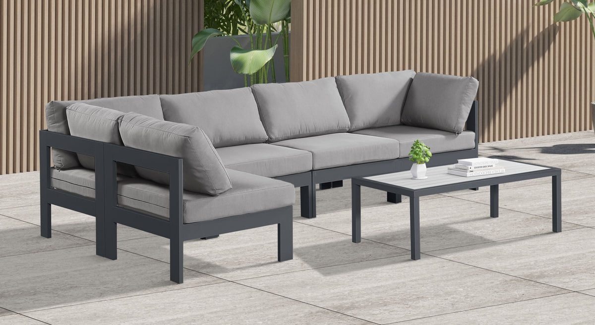 Nizuc - Outdoor Patio 5 Piece Modular Sectional With Gray Frame