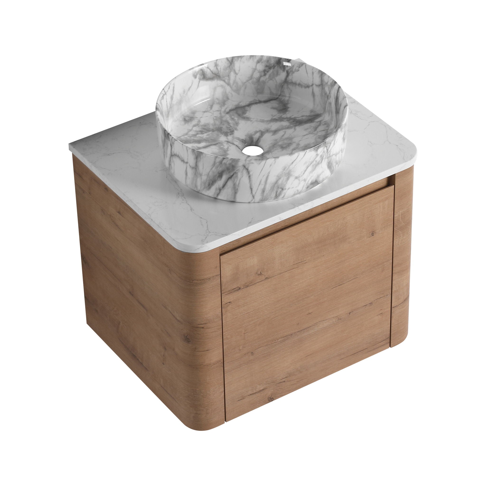 Wall Mounted Bathroom Vanity With Art Sink & 1 Soft Close Door