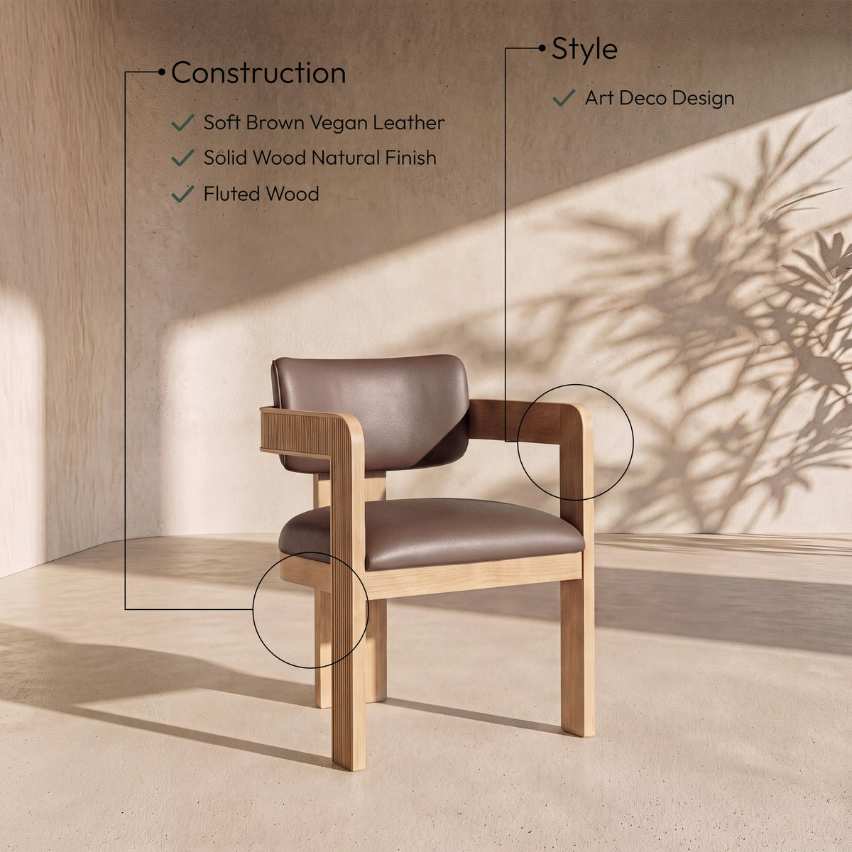 Sacha - Vegan Leather Upholstered Dining Chair With Natural Base (Set of 2)