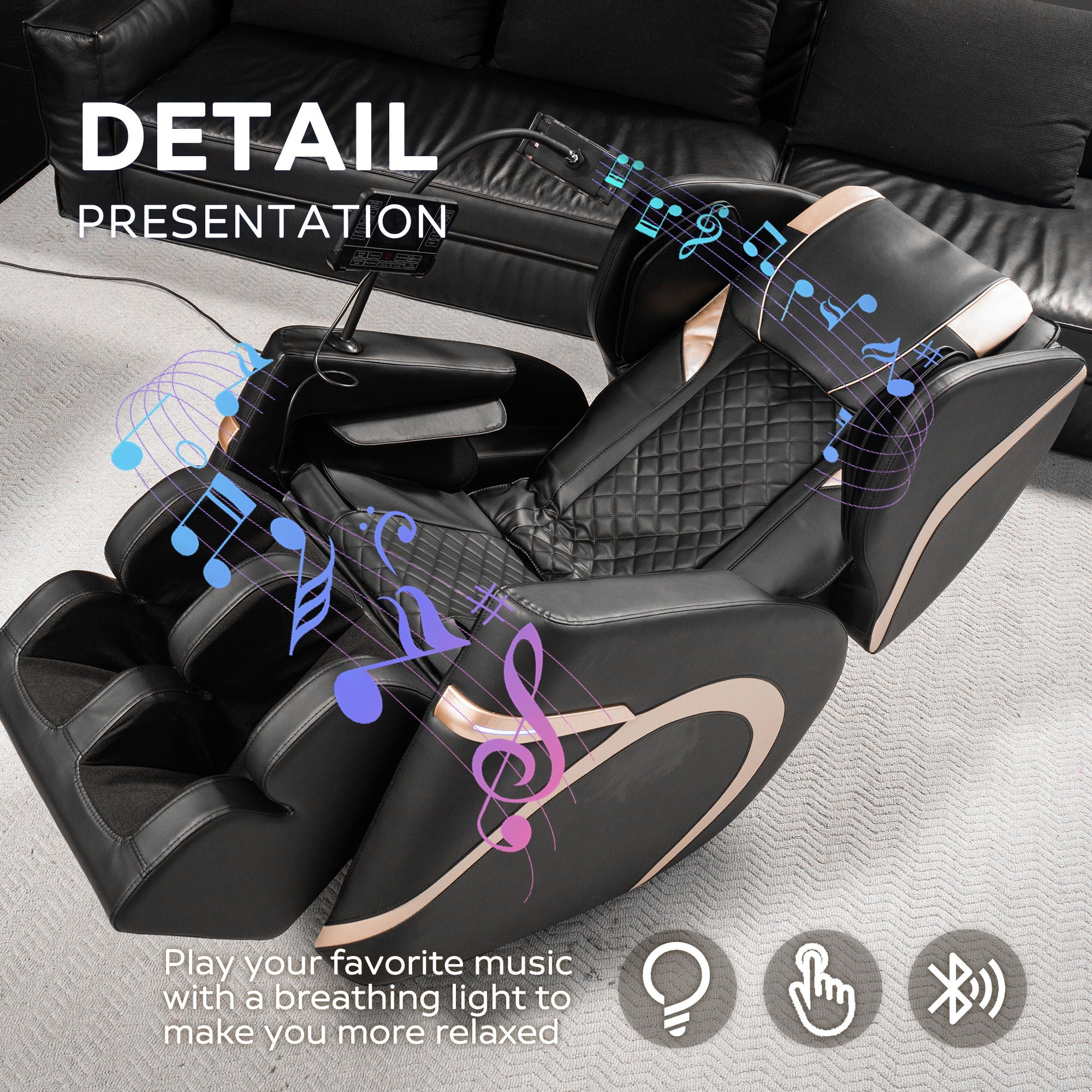Massage Chair Recliner & Zero Gravity, Full Body Air Pressure - Black