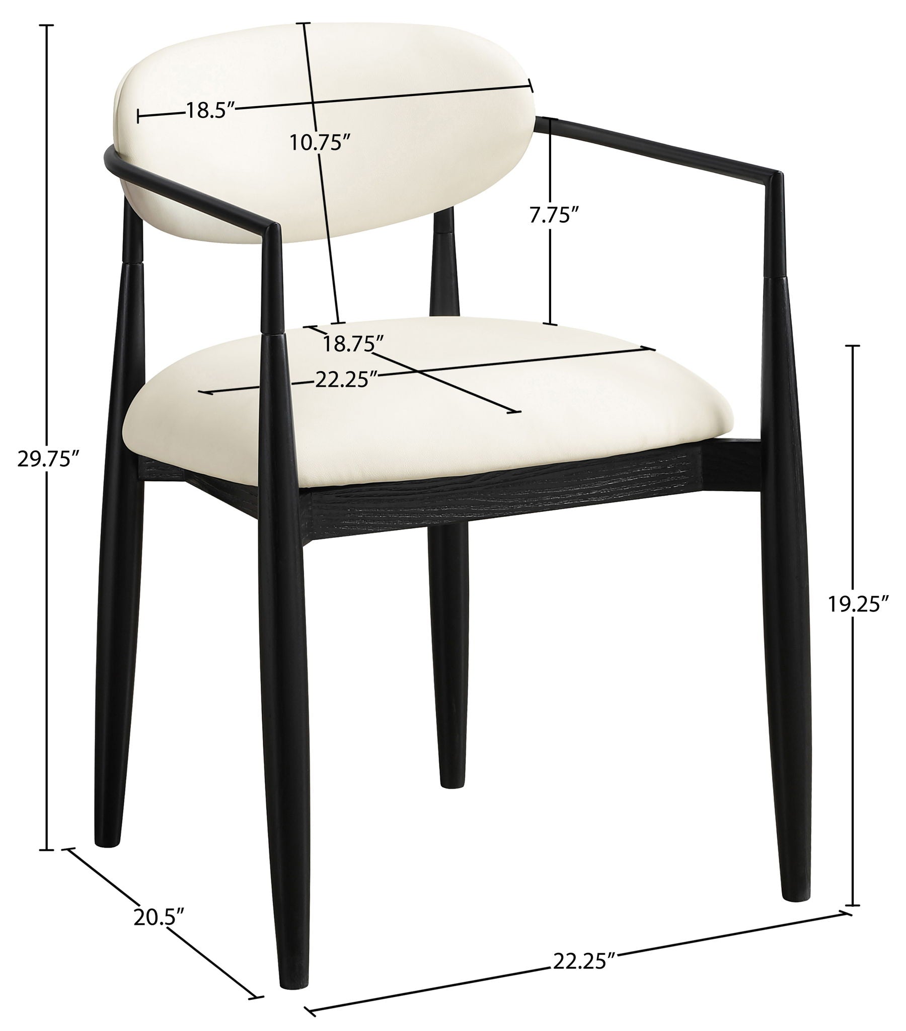 Riccio - Faux Leather Dining Arm Chair (Set of 2) - Black Frame