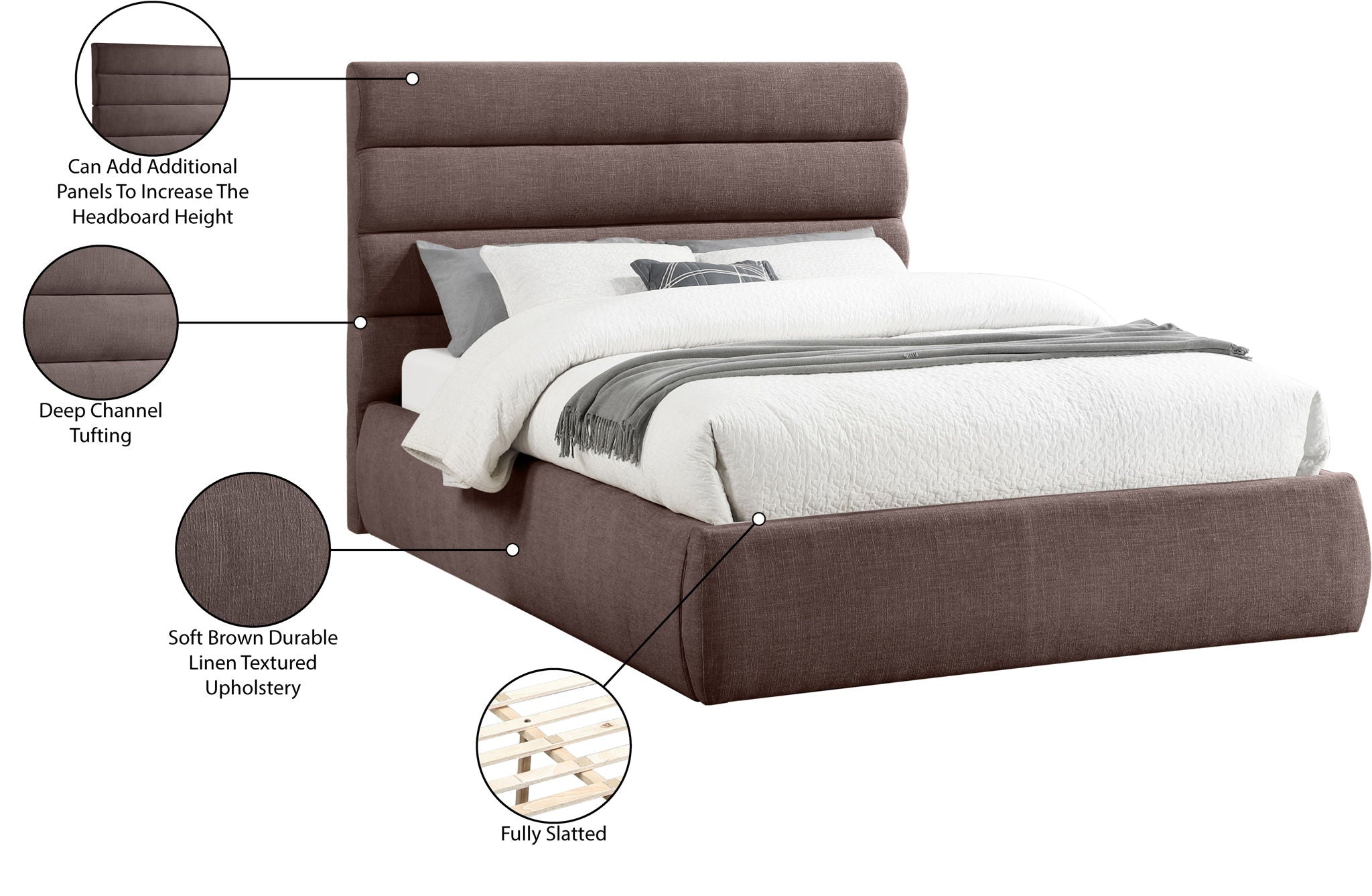 Adam - Linen Fabric Bed With 52" Headboard