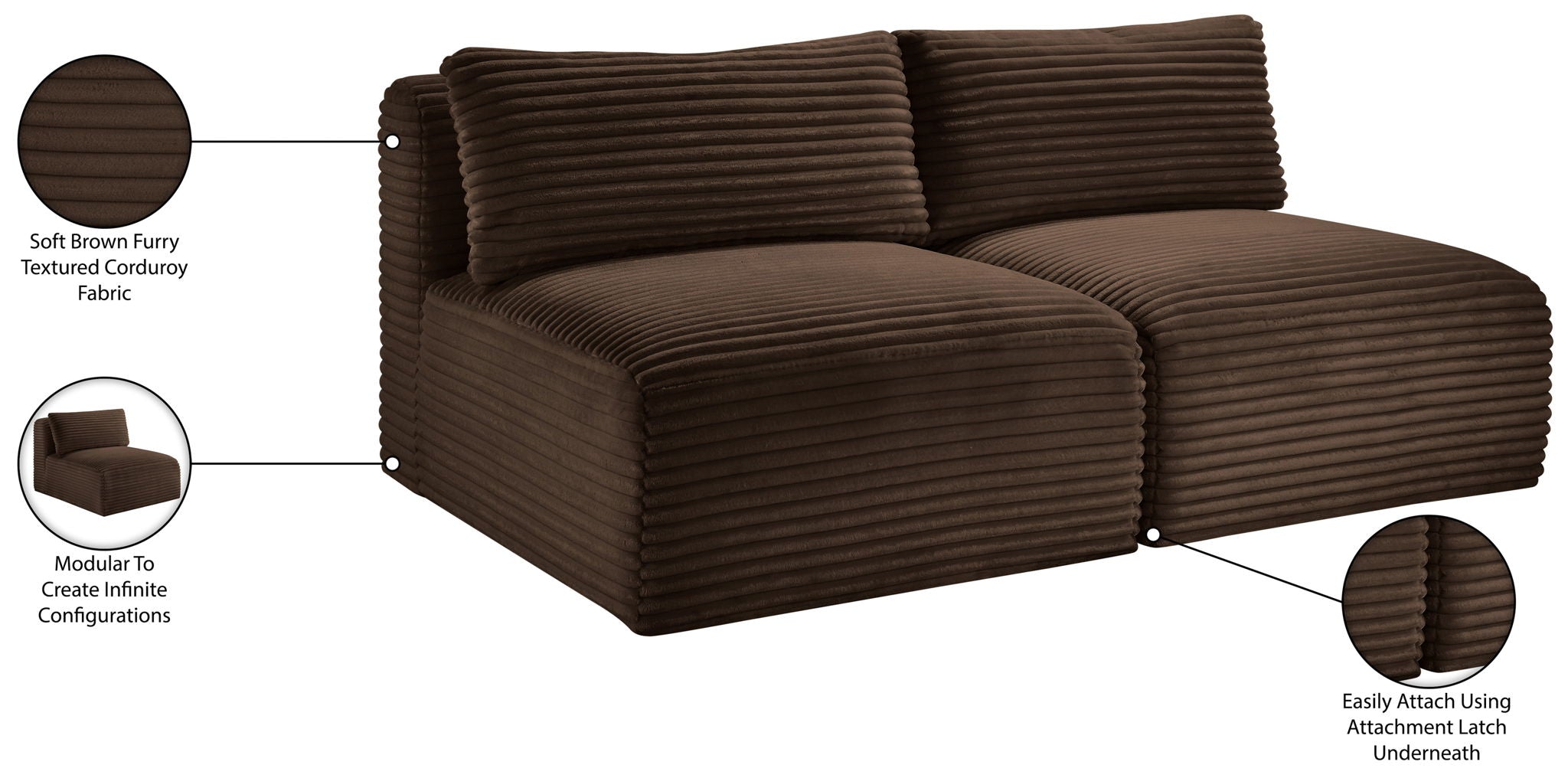 Shaggy - 2 Seat Modular Armless Sofa