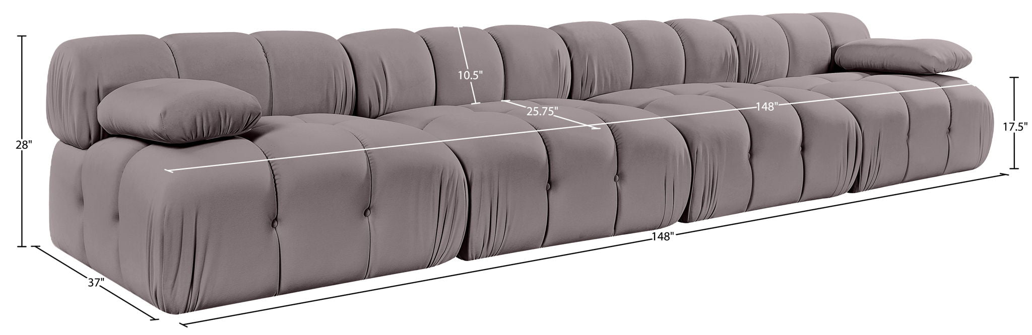 Orin - Velvet 4 Piece Modular Sofa