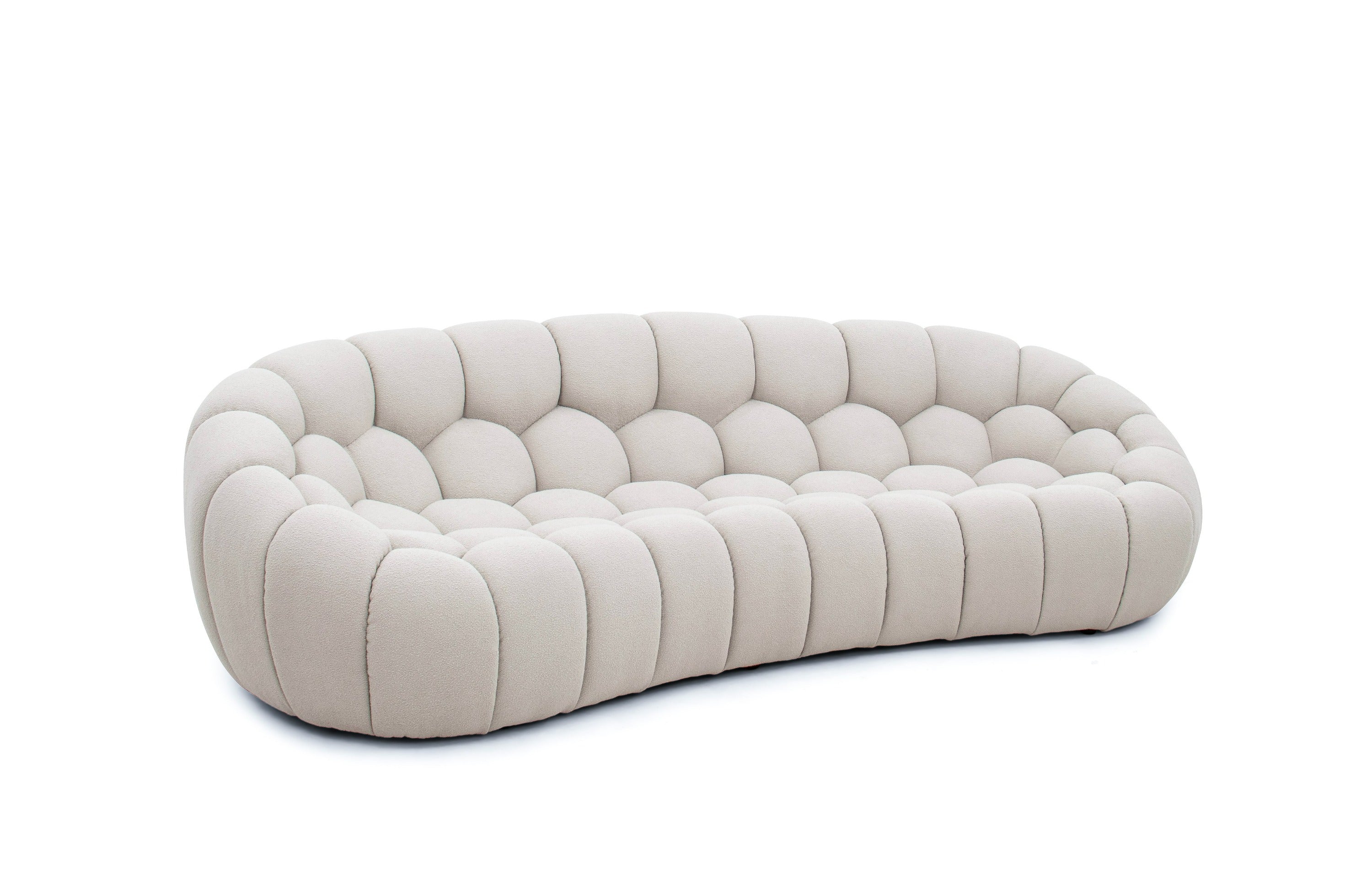 Divani Casa Yolonda - Modern Curved Beige Fabric Sofa Set