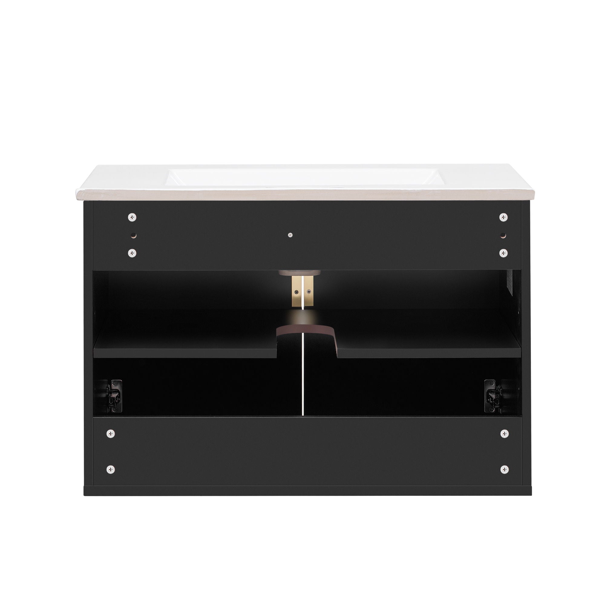 Bathroom Vanity With Sink, Rectangular Storage Cabinet With 2 Soft Closing Doors