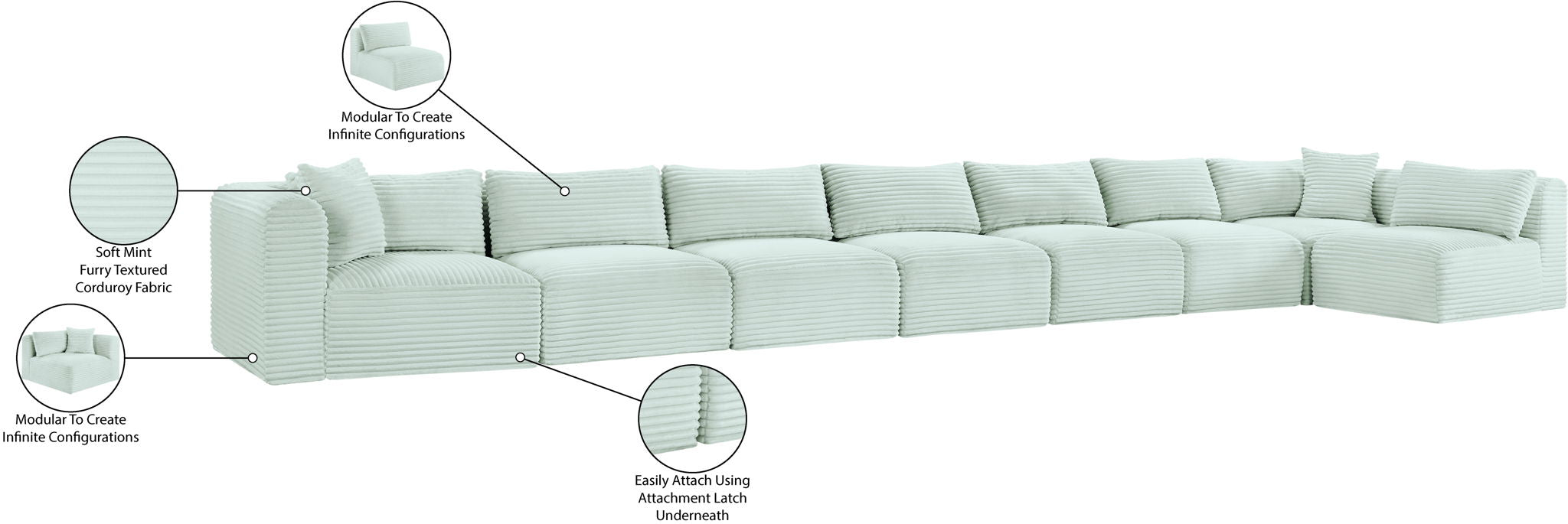 Shaggy - 8 Piece Modular Sectional