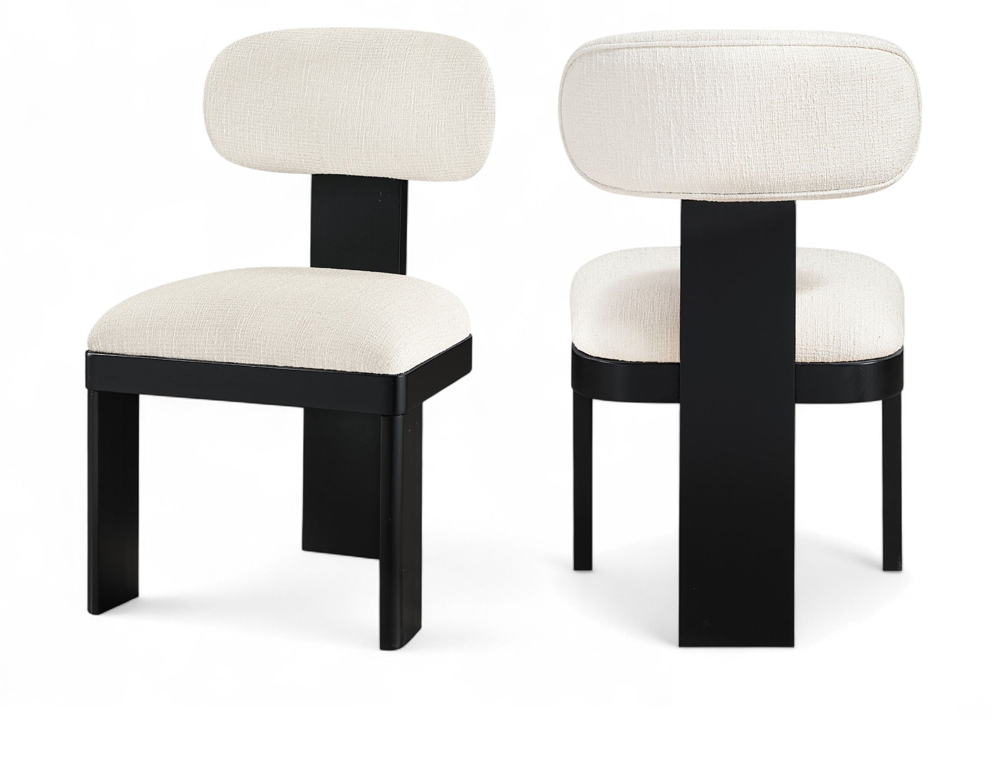 Timbra - Linen Textured Fabric Upholstered Dining Chair (Set of 2) - Black Base