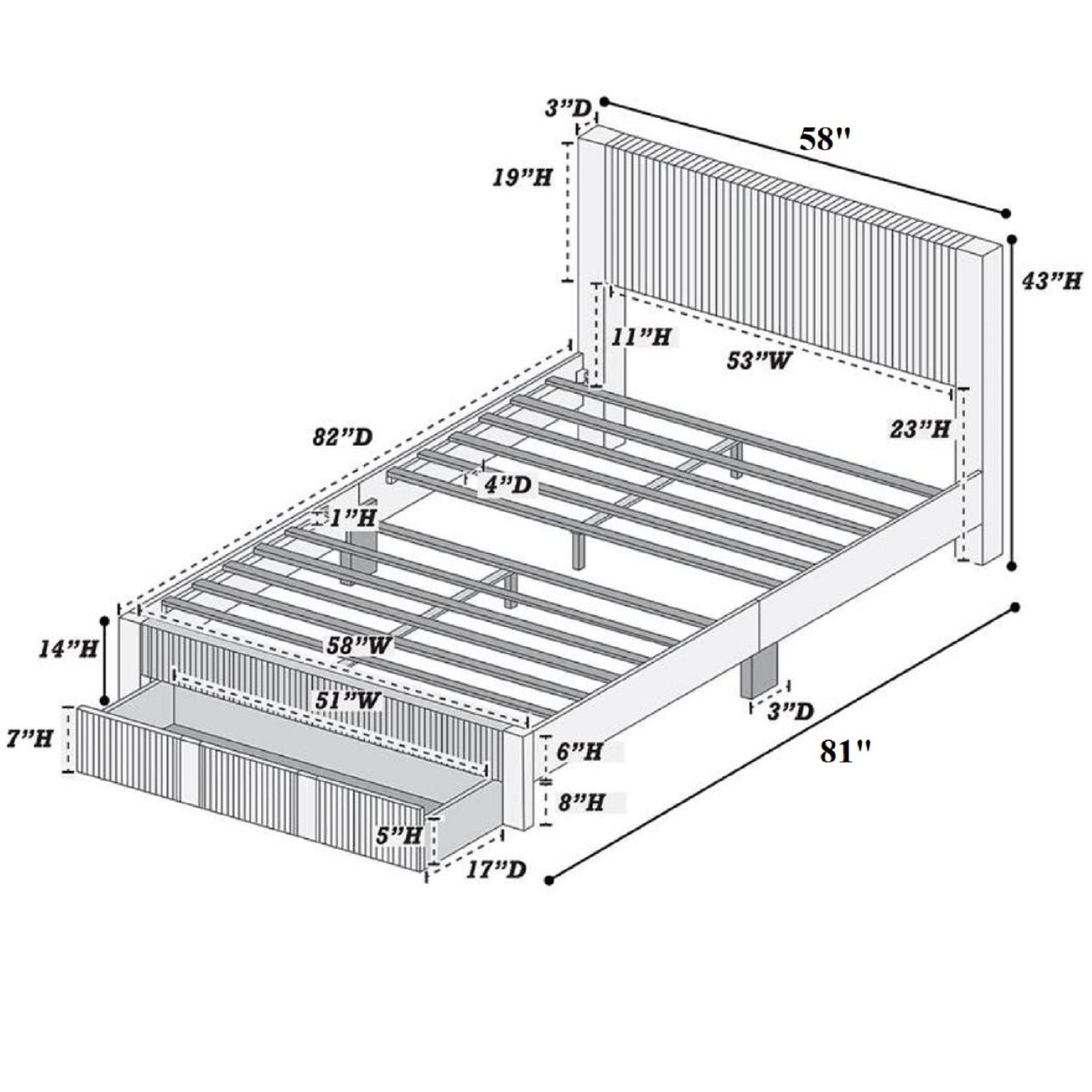 Contemporary Bed & Storage Drawer
