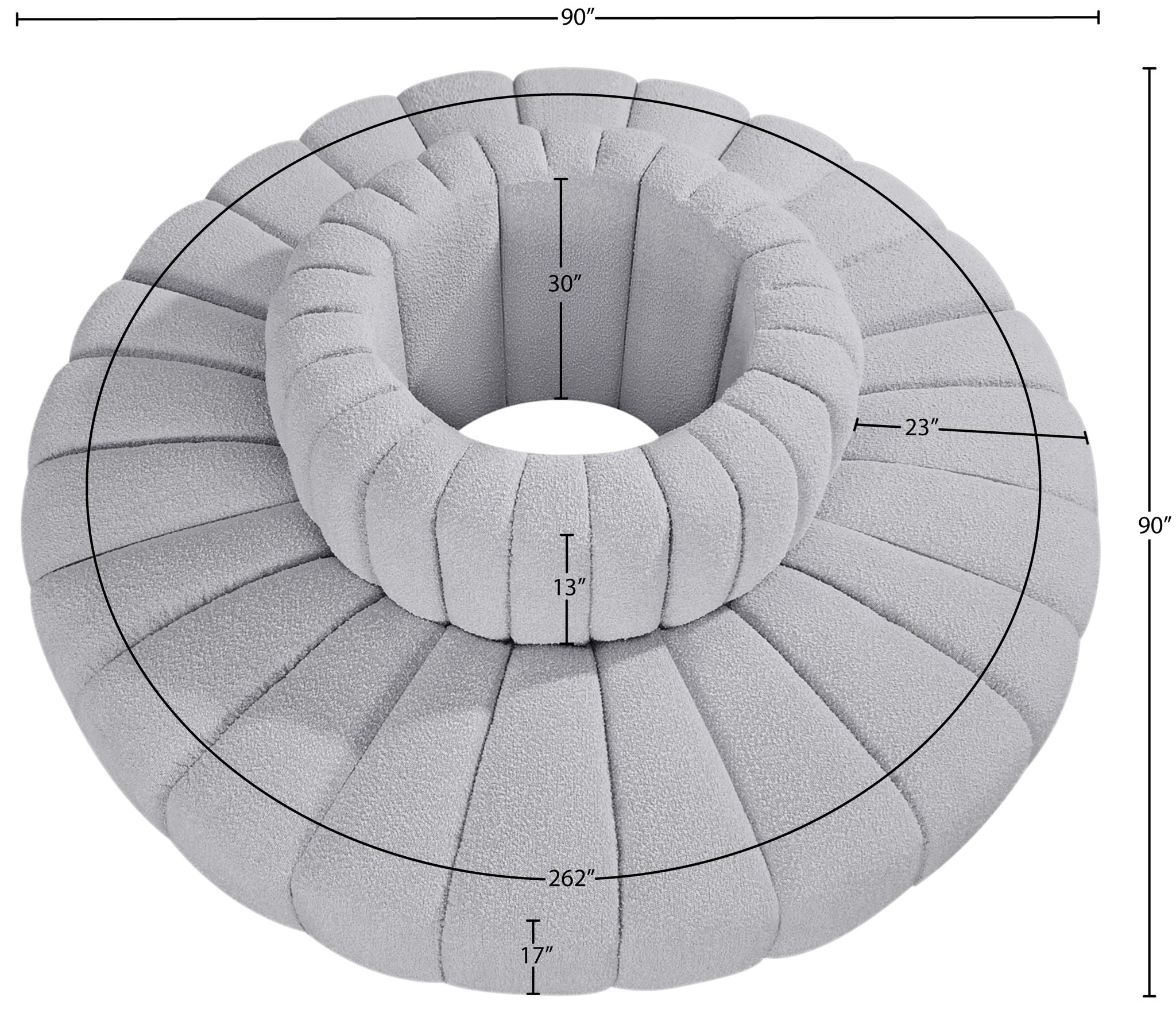 Arc - Boucle Fabric 8 Piece Round Modular Sofa