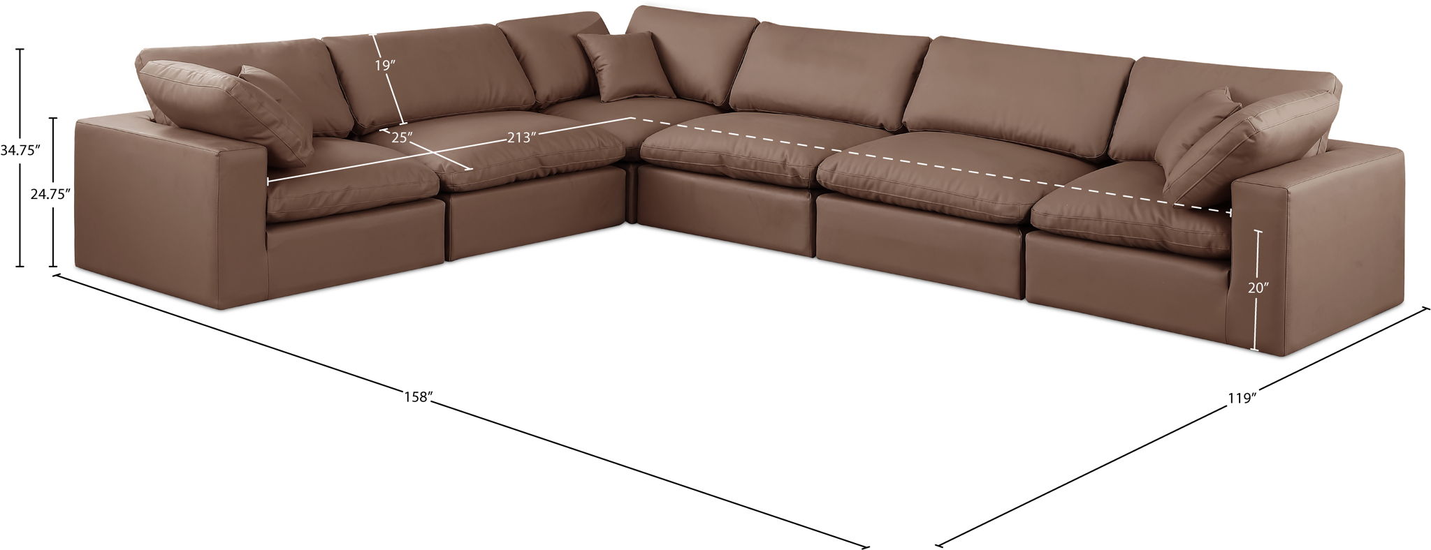 Comfy - 6 Piece Faux Leather Modular Corner Sectional