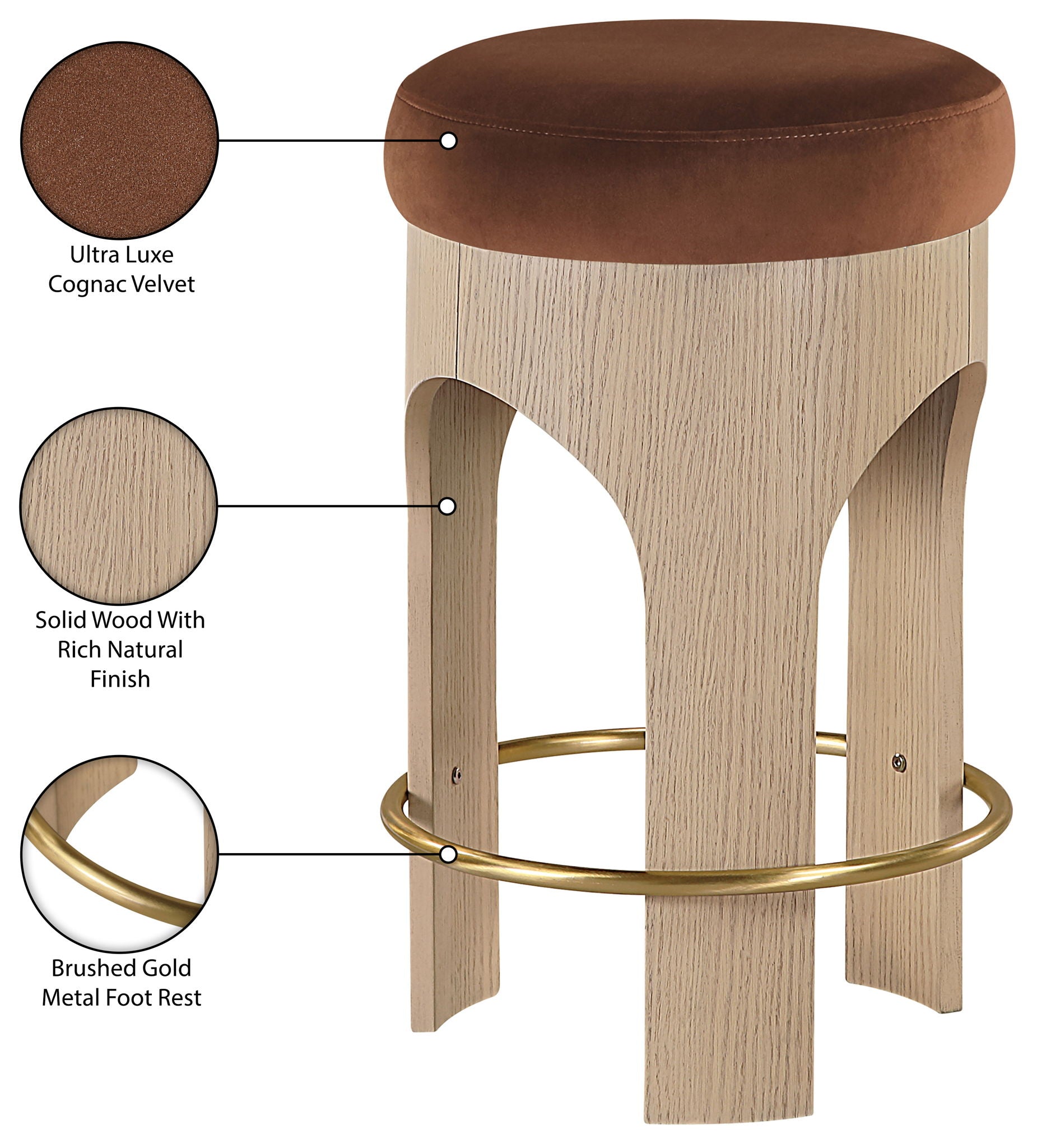 Bocceli - Counter Stool - Natural Base