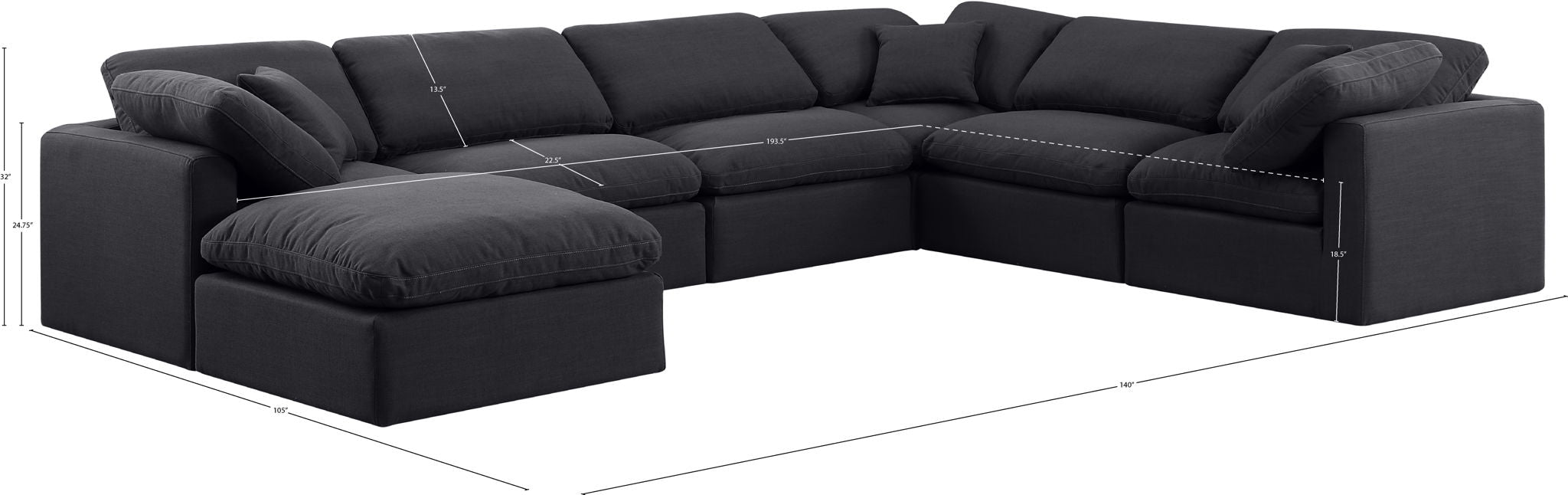 Indulge - Linen 7 Piece Modular Sectional