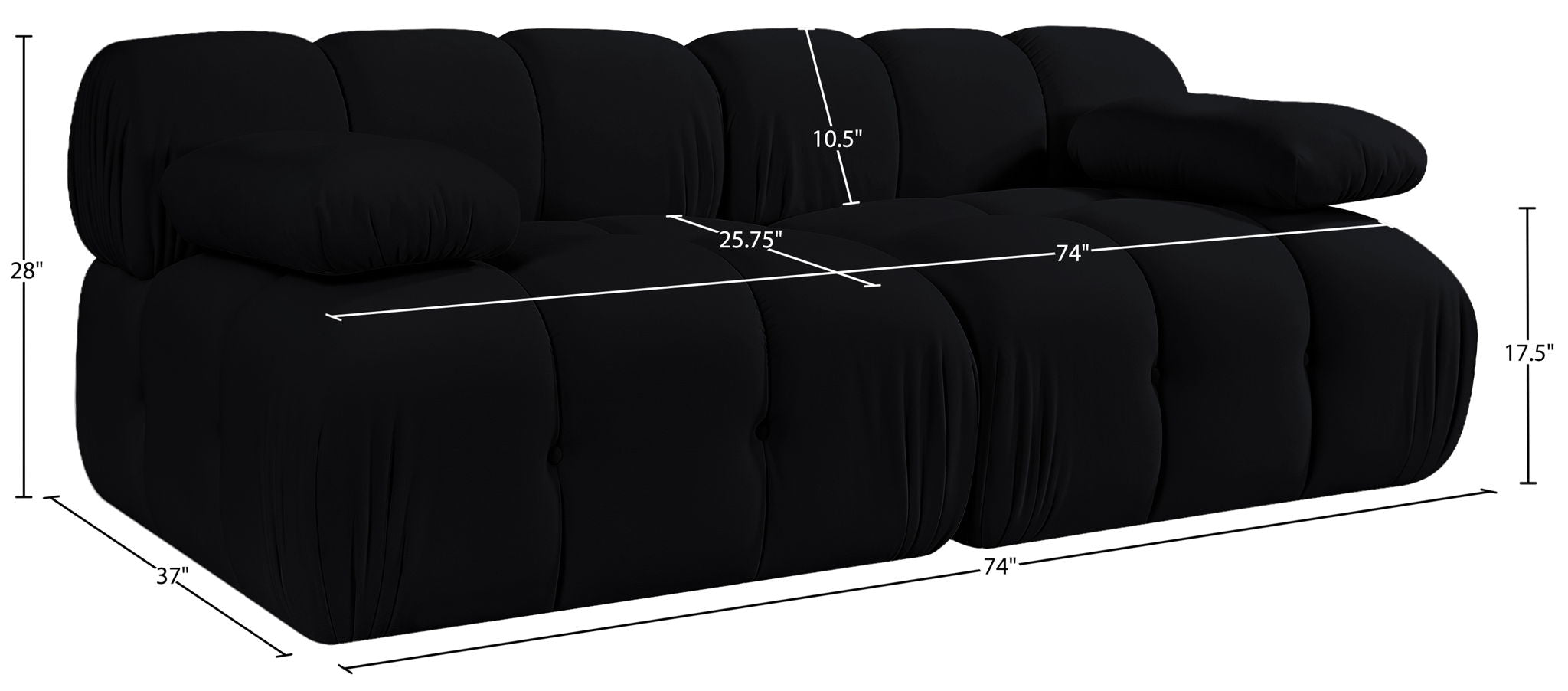 Orin - Velvet Performance Fabric Upholstered 2 Piece Modular Sofa