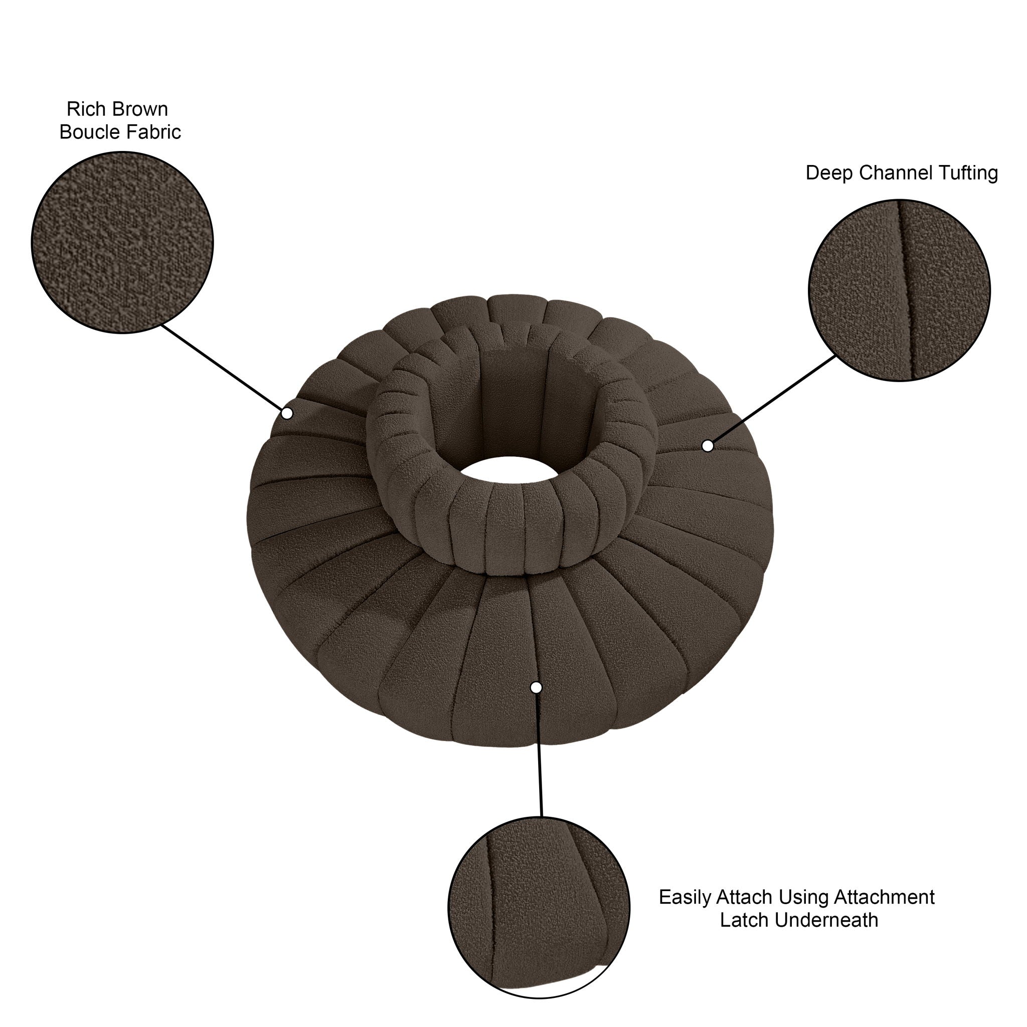 Arc - Boucle Fabric 8 Piece Round Modular Sofa