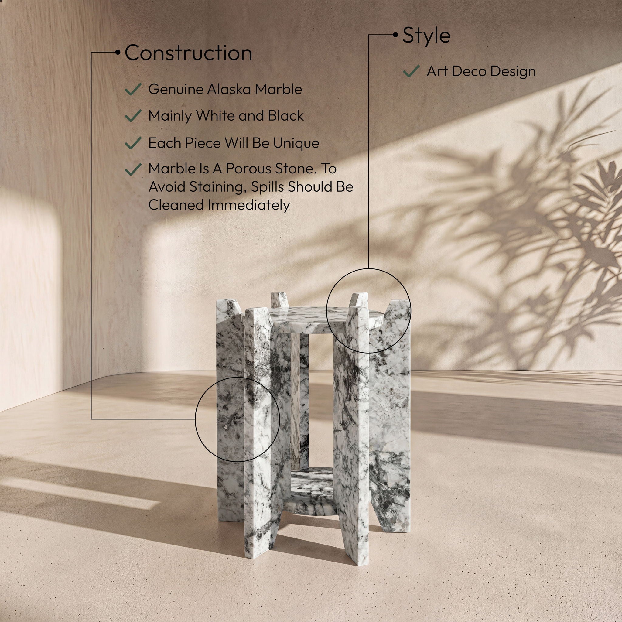 Soriano - Genuine Marble Table