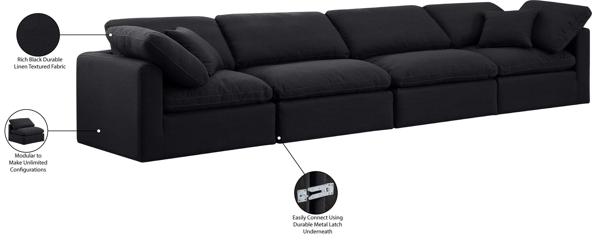 Indulge - Linen 4 Seat Modular Sofa