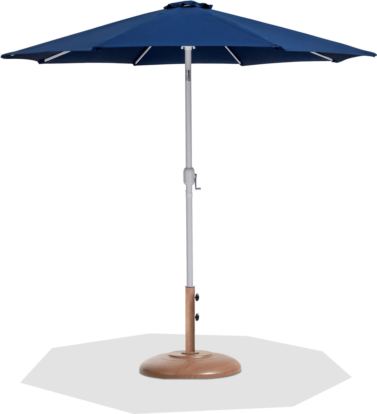 Fiji - Aluminum Patio Umbrella With Round Teak And White Base
