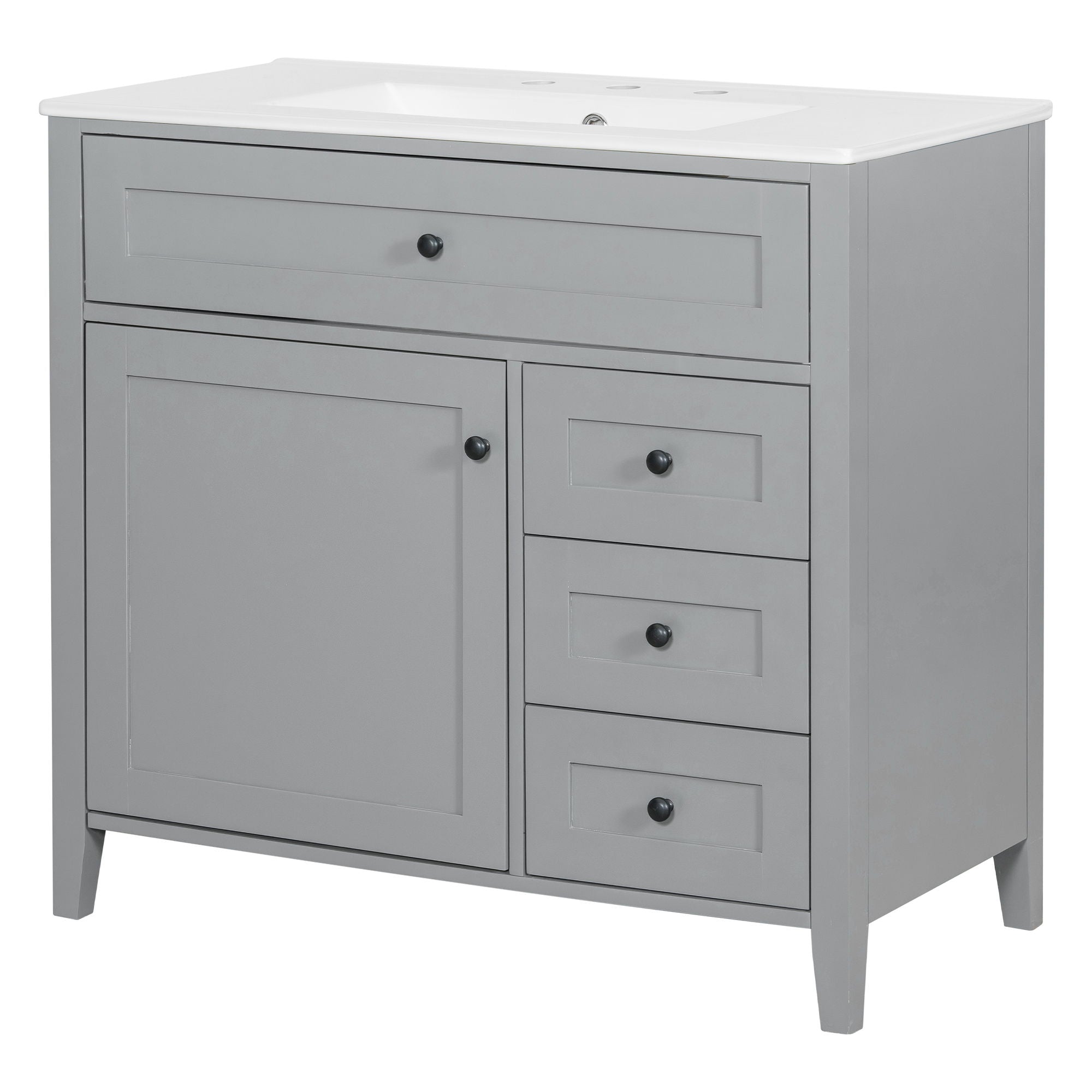 Bathroom Vanity With Sink, Cabinet With 3 Drawers And Adjustable Shelf