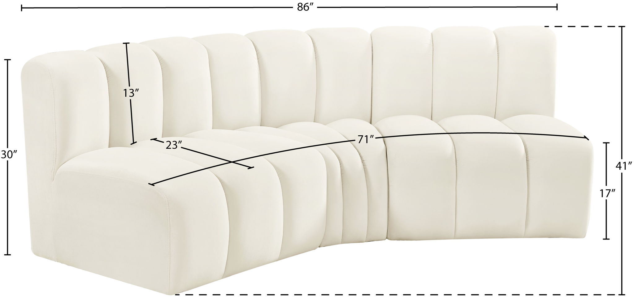 Arc - Velvet 3 Piece Modular Corner Sofa