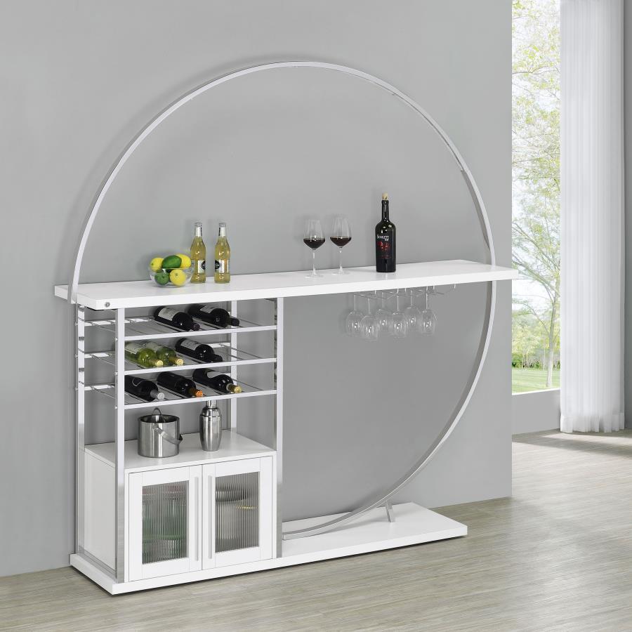 Risley 2-door Circular LED Wine Cabinet White High Gloss