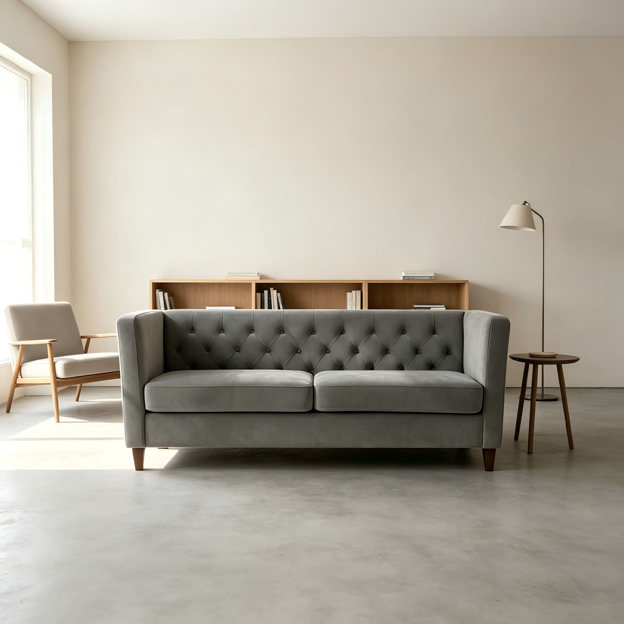Button Tufted 3 Seater Sofa For Living Room